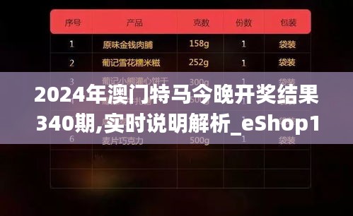 2024年澳门特马今晚开奖结果340期,实时说明解析_eShop1.888-8