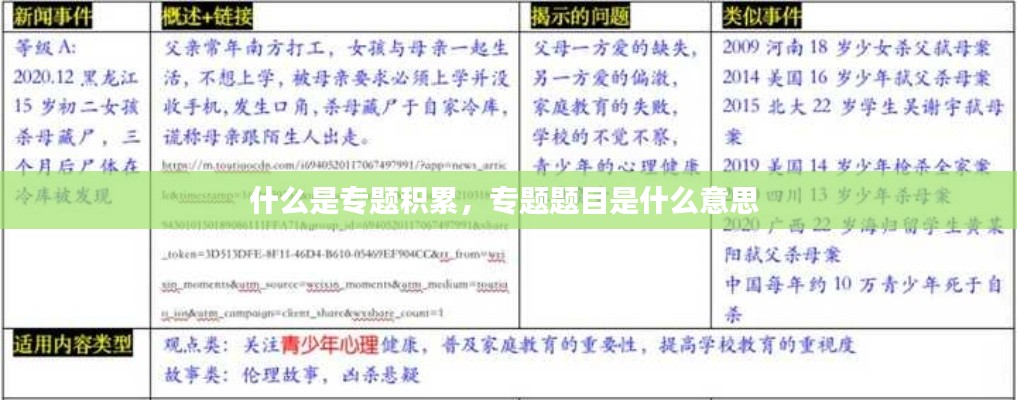 什么是专题积累，专题题目是什么意思 